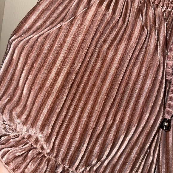 POL women’s dusty pink velvet drawstring ruffle trim sleep short pajama lounge M - Picture 5 of 6